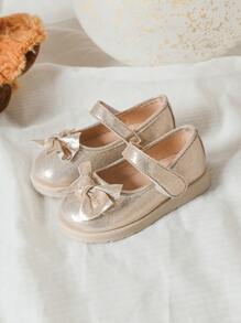 女孩透氣蝴蝶結裝飾平底鞋魅力四射戶外瑪麗珍平底鞋 - 金色 - 查看 5