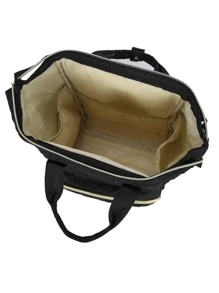 時尚大容量媽媽袋/尿布袋 - 黑色 - 查看 4