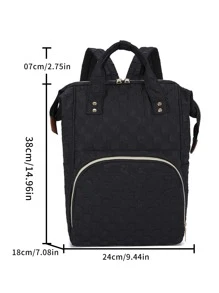 時尚大容量媽媽袋/尿布袋 - 黑色 - 查看 6