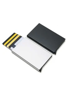 1pc Minimalist Card Holder - Silver - View 4