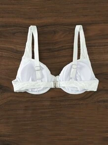 Top bikini unicolor con aro - Blanco - Ver 2