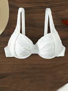 Top bikini unicolor con aro - Blanco - Ver 3