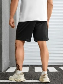 Manfinity Hombres Shorts nube & con estampado de rayo de cintura con cordón - Negro - Ver 2