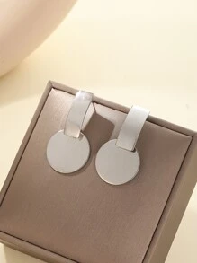 圓形耳墜 - 銀色 - 查看 2