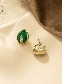 Rhinestone Decor Water-drop Stud Earrings - Multicolor - View 2