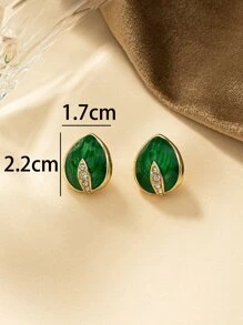 Rhinestone Decor Water-drop Stud Earrings - Multicolor - View 3