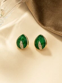 Rhinestone Decor Water-drop Stud Earrings - Multicolor - View 4