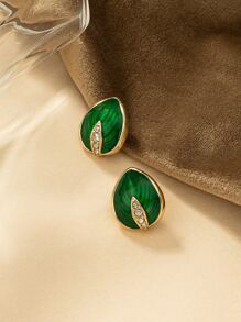 Rhinestone Decor Water-drop Stud Earrings - Multicolor - View 5