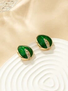 Rhinestone Decor Water-drop Stud Earrings - Multicolor - View 6