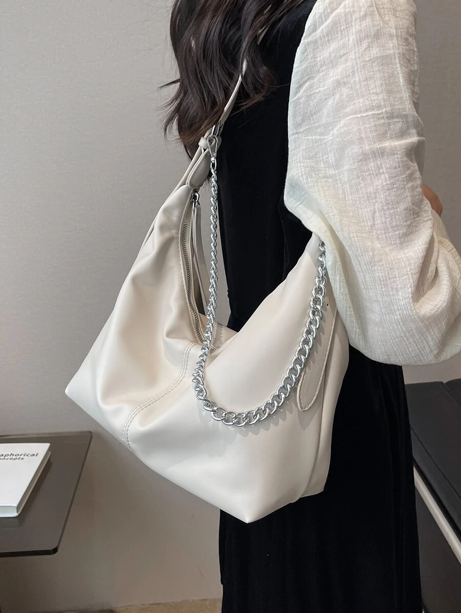 Túi vai màu trơn Có thể điều chỉnh được Chuỗi - trắng - Xem 1