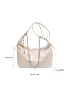 Túi vai màu trơn Có thể điều chỉnh được Chuỗi - trắng - Xem 3