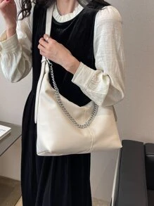 Túi vai màu trơn Có thể điều chỉnh được Chuỗi - trắng - Xem 4