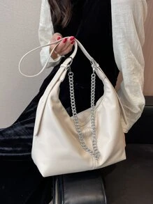 Túi vai màu trơn Có thể điều chỉnh được Chuỗi - trắng - Xem 5