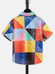 SHEIN Bộ hai mảnh Trai Nút phía trước Paisley Boho - Nhiều màu - Xem 2