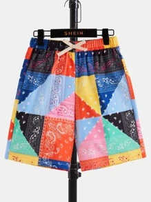 SHEIN Bộ hai mảnh Trai Nút phía trước Paisley Boho - Nhiều màu - Xem 3