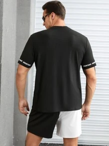 Manfinity Men Plus Letter Graphic Tee - Black - View 2