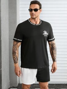 Manfinity Men Plus Letter Graphic Tee - Black - View 3