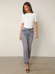 SHEIN BASICS Solid Form Fitted Tee - White - View 5