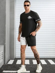 Manfinity Men Plus Letter Graphic Tee - Black - View 4