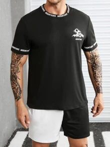 Manfinity Men Plus Letter Graphic Tee - Black - View 1