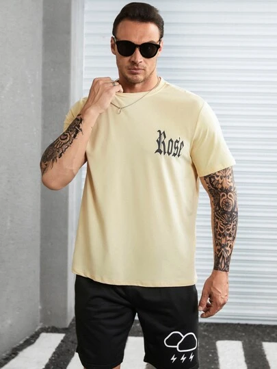 Manfinity 男士花卉和字母圖案T恤