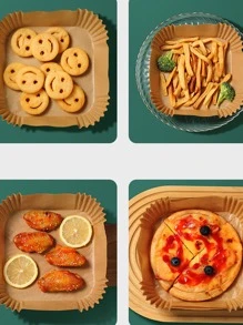 50 Chiếc Nồi Chiên Không Dầu Air Fryer Giấy Lót Dùng Một Lần, Giấy Da Vuông, Giấy Nướng Chống Dính, 6.3inchx6.3inch, Dành Cho Nhà Bếp Nướng Nồi Chiên Không Dầu Air Fryer Liners Nồi Chiên Không Khí Giấy Airfryer Air Frier - Màu Khaki - Xem 2