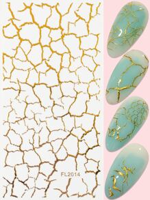 1张裂纹图案美甲贴纸 DIY美甲用品 - 金色 - 查看 1