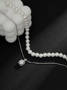 2pcs/Set Men Faux Pearl Decor Necklace - Multicolor - View 5