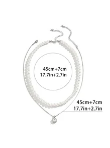 2pcs/Set Men Faux Pearl Decor Necklace - Multicolor - View 7