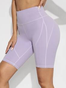 VARSITIE 寬腰帶針腳細節運動短褲