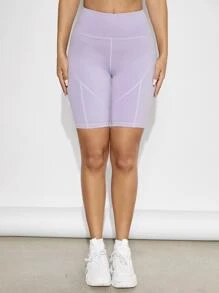 VARSITIE 寬腰帶針腳細節運動短褲