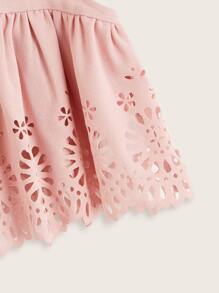 SHEIN 小女童鏤空荷葉邊荷葉邊下擺襯衫 - 珊瑚粉 - 查看 3