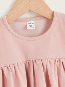 SHEIN 小女童鏤空荷葉邊荷葉邊下擺襯衫 - 珊瑚粉 - 查看 4