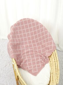 1入組嬰兒格紋圖案針織繈褓毯 - 彩色 - 查看 2