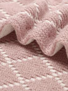 1入組嬰兒格紋圖案針織繈褓毯 - 彩色 - 查看 5