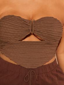 SHEIN SXY Plus Cut Out Tube Top - Coffee Brown - View 5