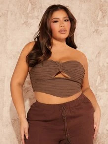 SHEIN SXY Plus Cut Out Tube Top - Coffee Brown - View 6