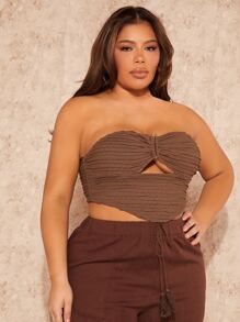 SHEIN SXY Plus Cut Out Tube Top - Coffee Brown - View 7