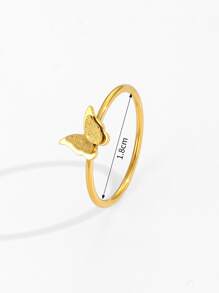 1 chiếc nhẫn trang trí hình bướm, trang sức bằng thép không gỉ - Vàng - Xem 3