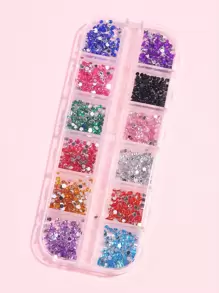 12 rejillas de decoración de uñas con diamantes de imitación de fondo plano y coloridos, accesorios para manualidades de uñas, gemas y suministros para uñas - Multicolor - Ver 3