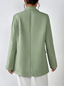 SHEIN BIZwear Lapel Neck Single Button Blazer - Green - View 2