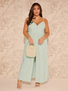 SHEIN SXY Plus Split Thigh Cami Top - Mint Green - View 3