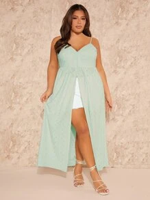 SHEIN SXY Plus Split Thigh Cami Top - Mint Green - View 6