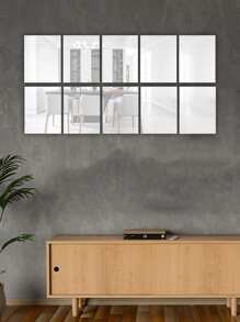 10pcs/set Triangle Mirror Wall Sticker, DIY Self Adhesive Decorative Mirror Sticker For Home Wall Decoration - Silver - View 2