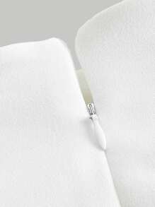 SHEIN MOD Layered Hem Solid Skirt - White - View 3