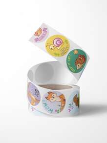 300pcs Cartoon Animal & Slogan Graphic Sticker - Multicolor - View 1
