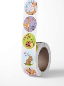 300pcs Cartoon Animal & Slogan Graphic Sticker - Multicolor - View 6