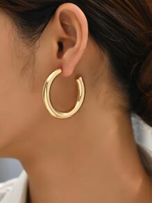 Minimalist Cuff Hoop Earrings - Yellow Gold - View 3