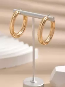 Minimalist Cuff Hoop Earrings - Yellow Gold - View 5