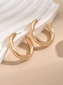 Minimalist Cuff Hoop Earrings - Yellow Gold - View 6